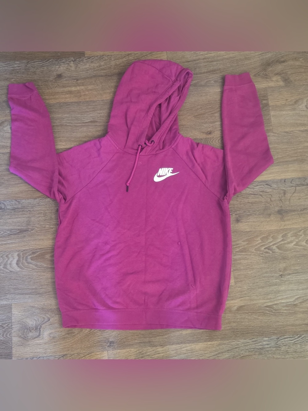 Nike Women's Raspberry Crewneck Hoodie with White Logo